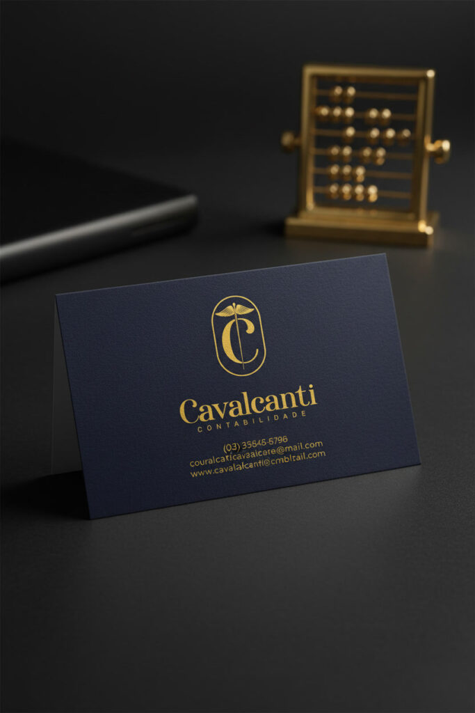 gemini 2.5 flash image luxury business card mockup for accounting firm Cavalcanti Contabilidade premium 0