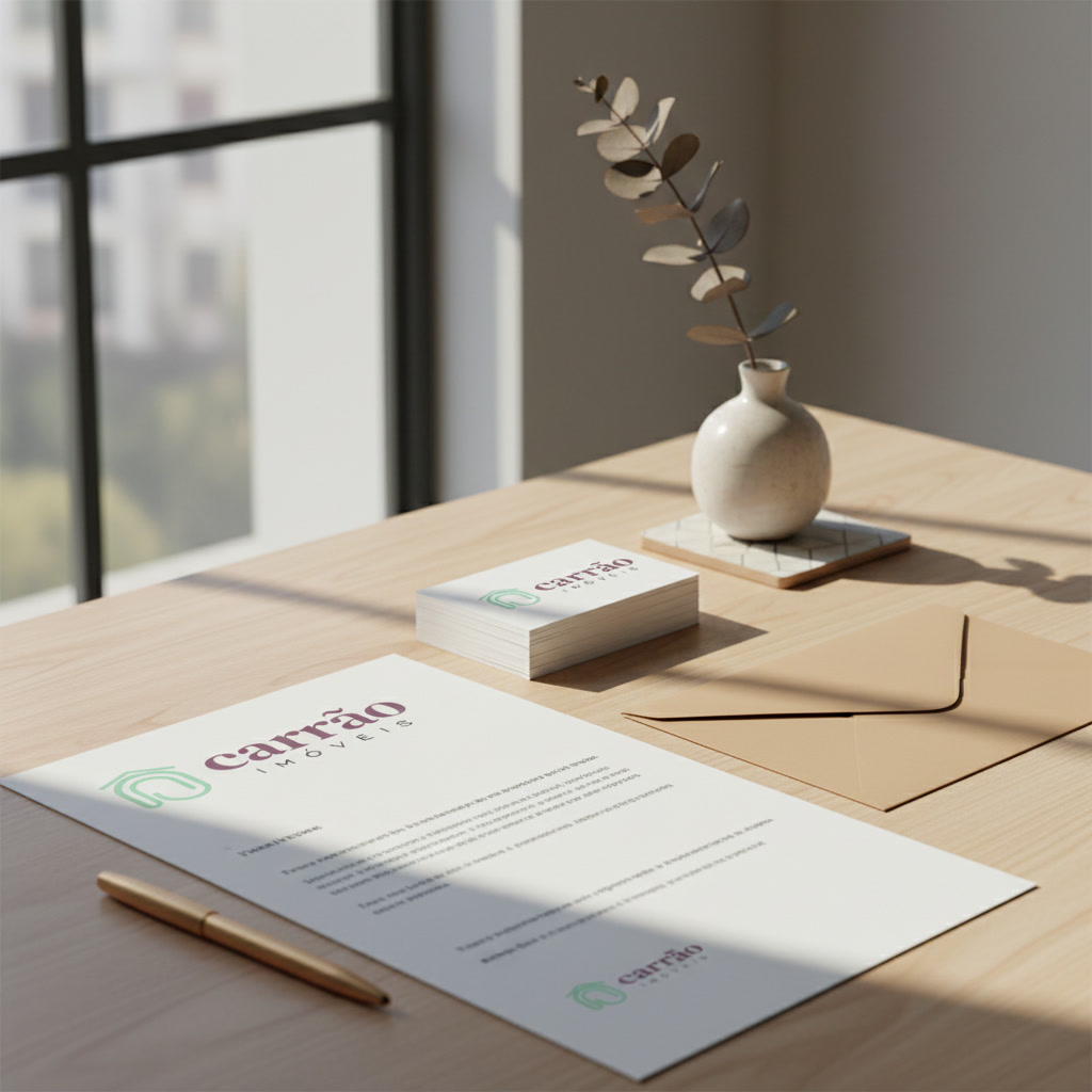 gemini 2.5 flash image photorealistic branding mockup for a real estate company named Carrao Imoveis 0